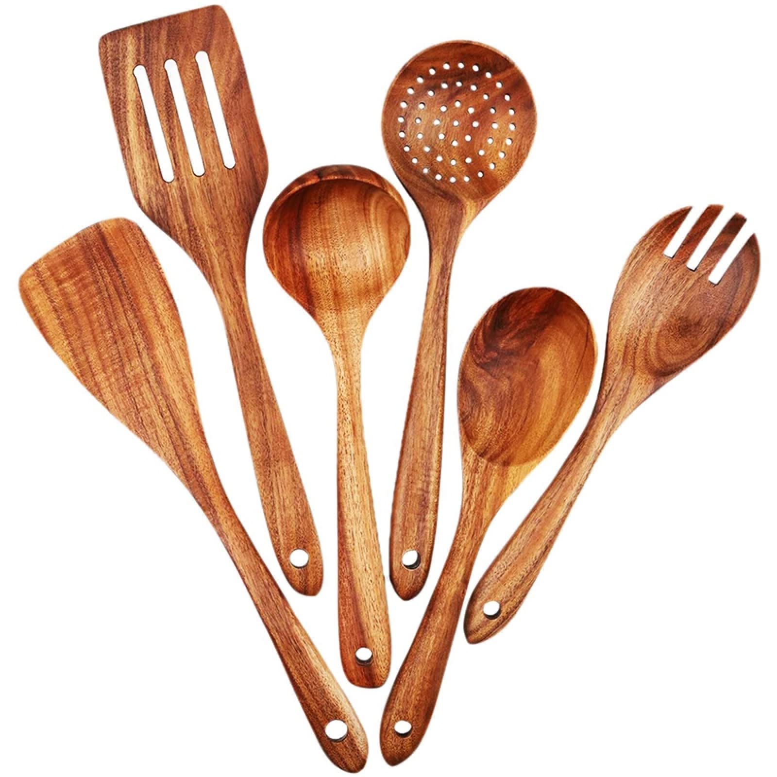 GTHTUHFD Cooking Spatulas And Spoons,Spoon Setcooking Utensils Set Wooden Kitchen Utensils Set For Non Stick Cookware Wooden Spatula Fork For Cooking