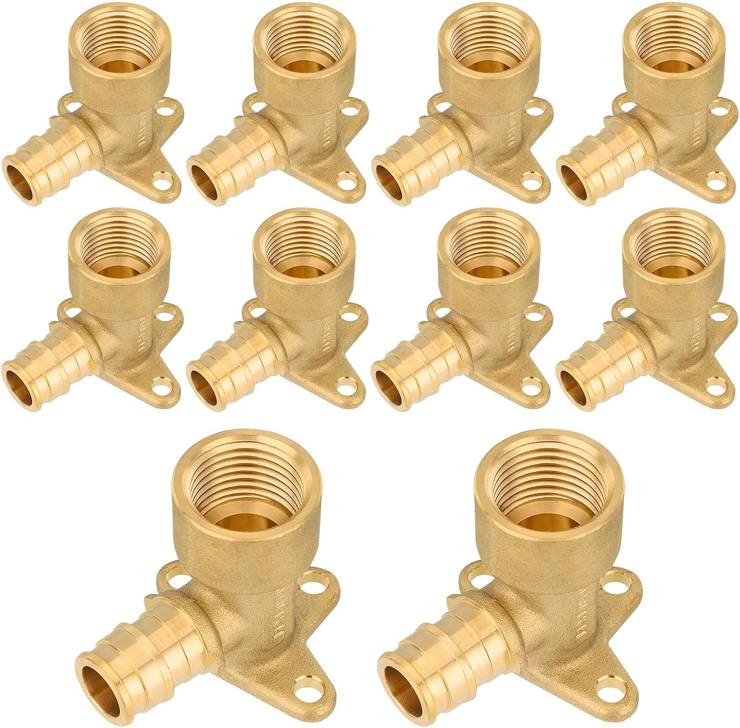(10-Pack) Seelink PEX-A Expansion Fittings, PEX-A 1/2" x 1/2" Female NPT Drop Ear Elbow, Brass Expansion Pipe Fittings, ASTM F1960