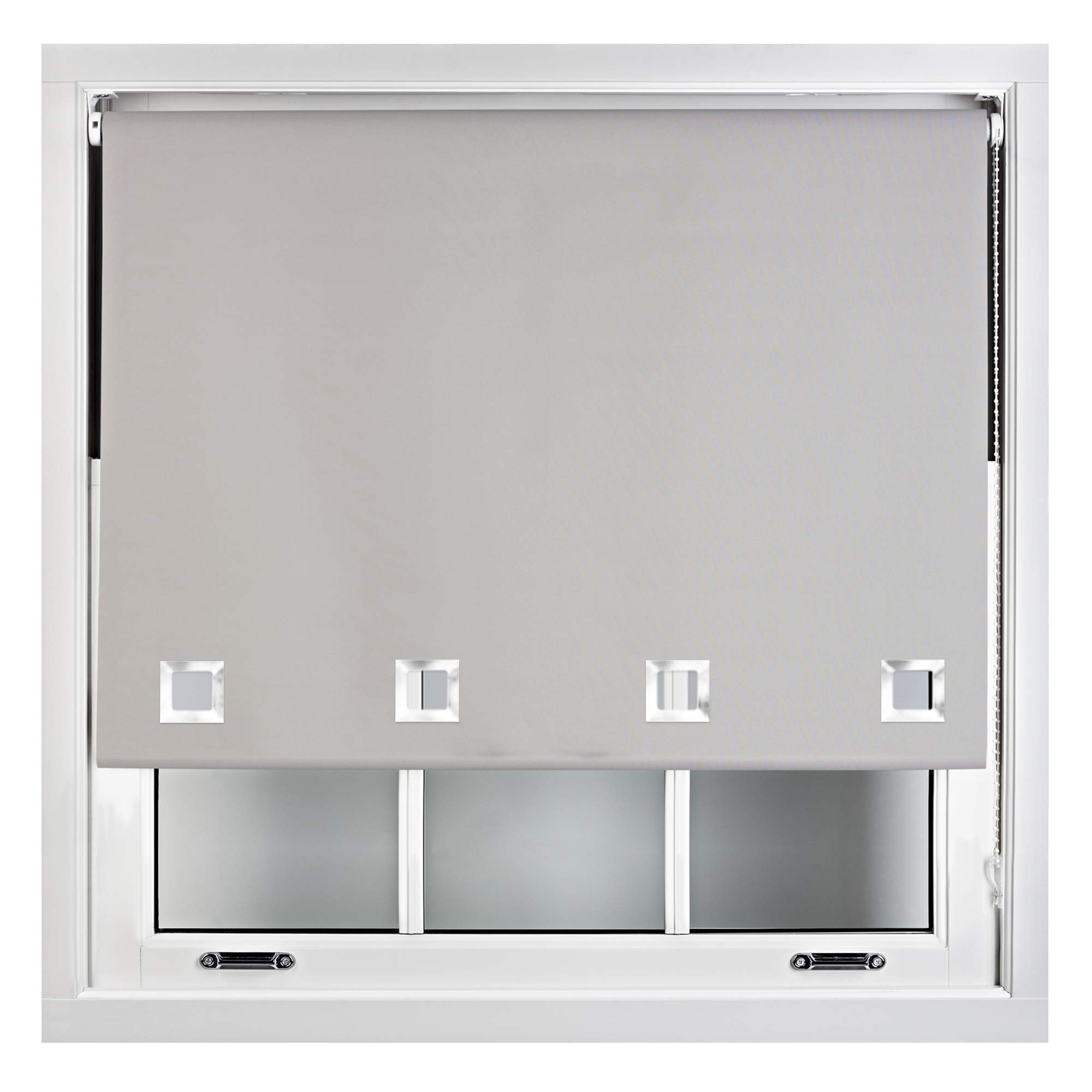 Furnished Grey Blackout Roller Blinds With Large Square Eyelets - Made To Measure - 90Cm X 210Cm