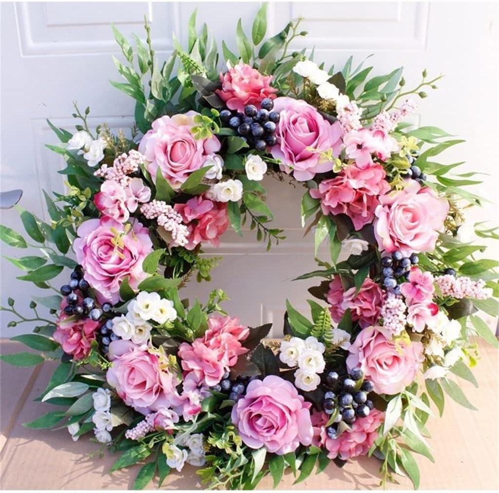 Rose Simulation Wreath Hanging Decoration Door Wall Home Decoration