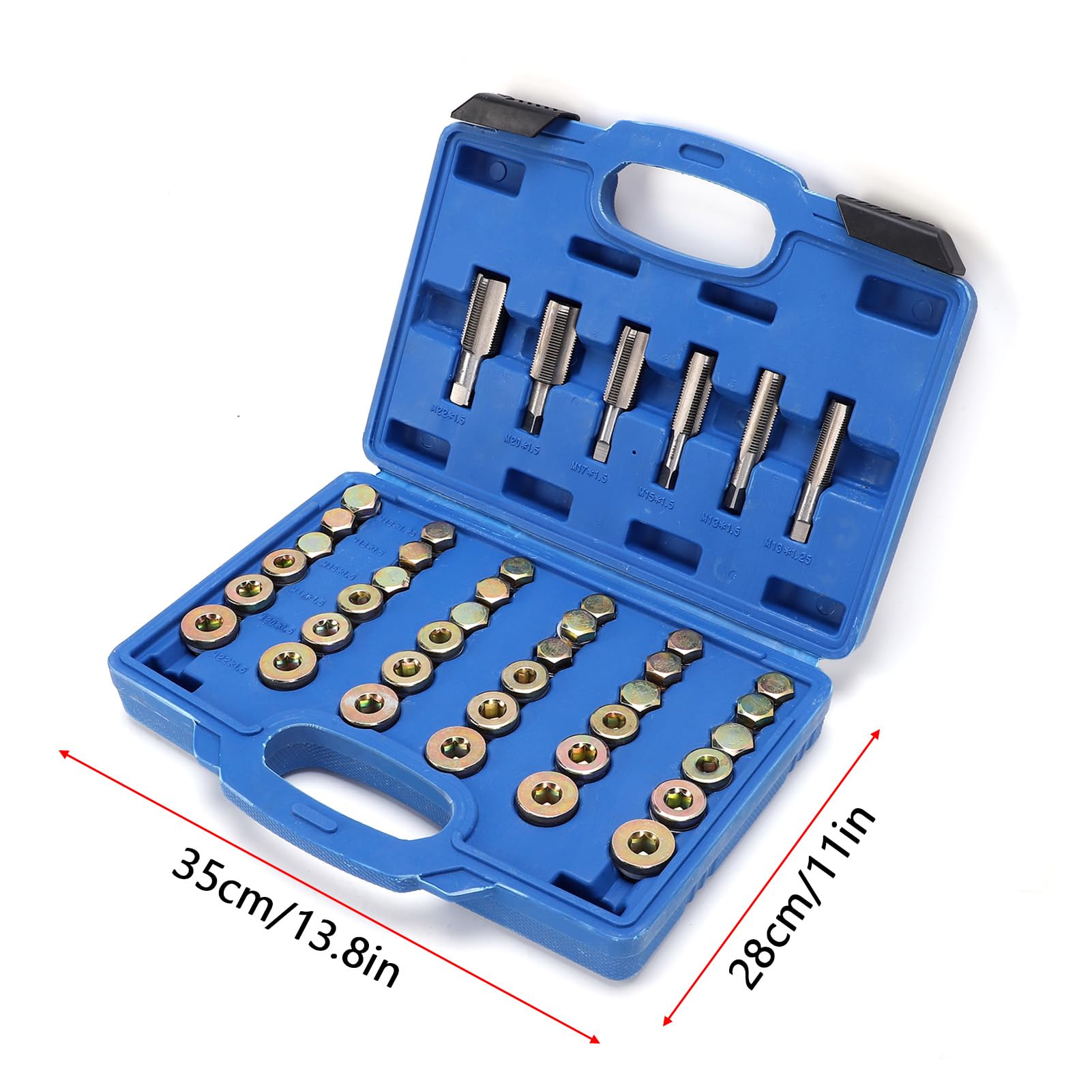Kit di Riparazione Tappo di Scarico Coppa Olio Motore da 114 Pezzi, Set di Strumenti di Riparazione Filettatura Automatica in Acciaio Legato, Adatto per la Maggior Parte delle (114 pezzi)