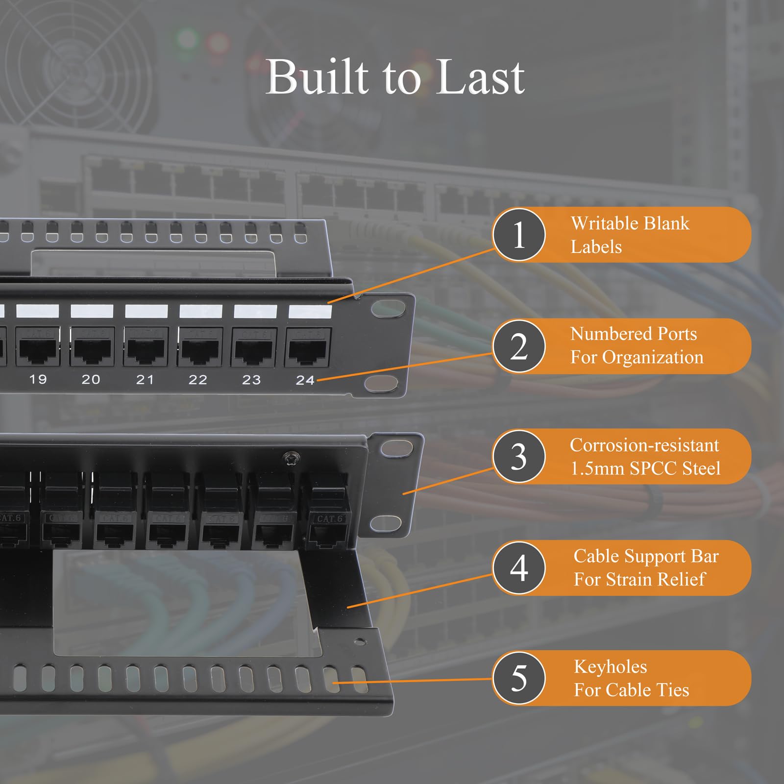 10Gbps 2U Patchpanel mit 24 Port Metallgehäuse und 48x Cat6 RJ45 Geschirmter Keystone-Koppler, 19-Zoll-Rackmount- oder Wandmontage-Patchpanel, Netzwerk-Patchpanel für Gigabit-Netzwerk-Switch