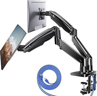 HUANUO Dual Monitor Stand HNDS7: Height Adjustable Aluminum Arm Mount for 13-40 inch Screens
