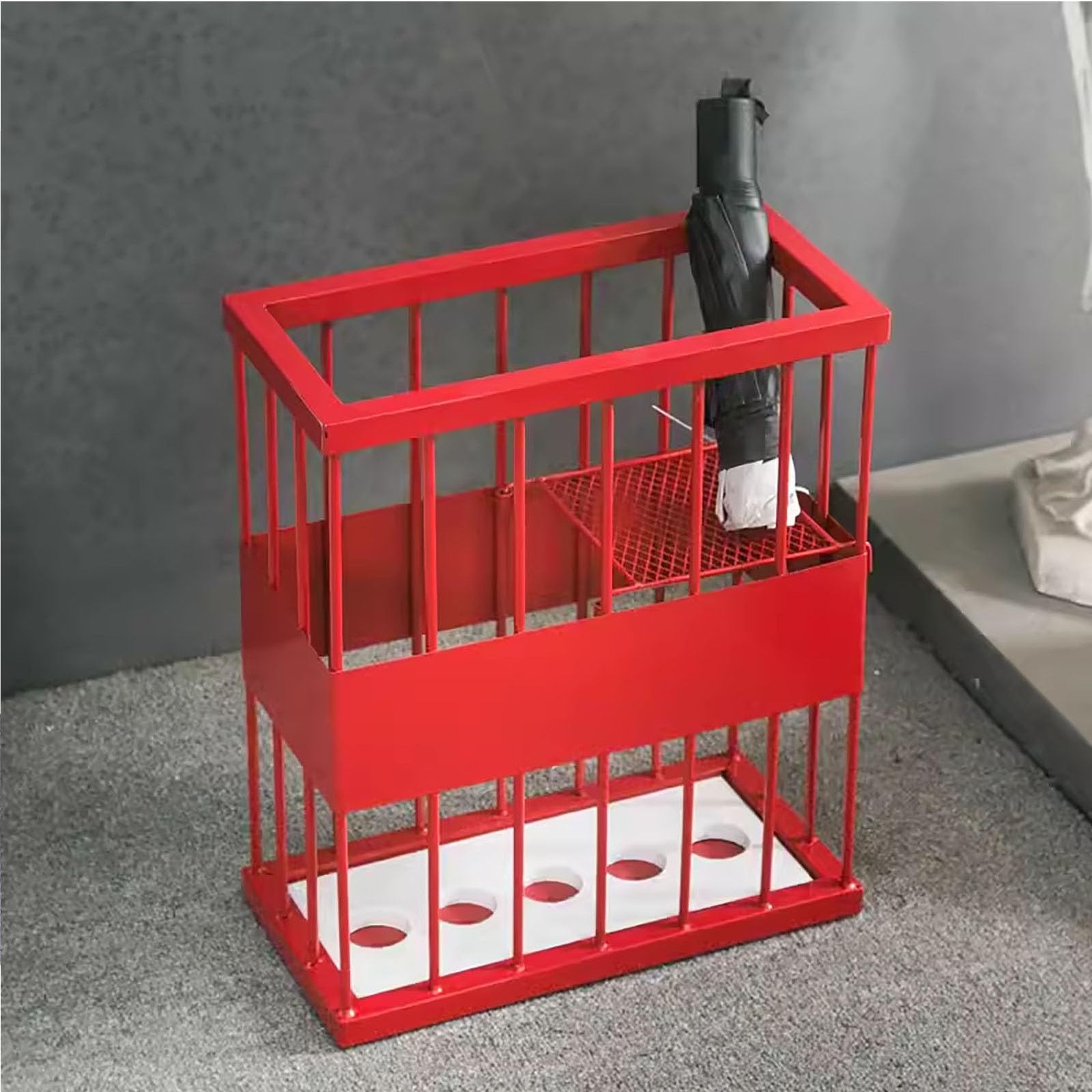 Porte-parapluie en métal avec base marbre robuste pour entrée maison