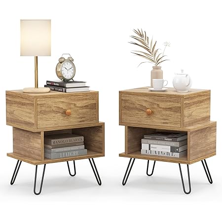 JERX Nachttisch Mit Schublade - Moderner Beistelltisch 42x30x65cm Für Wohnzimmer & Schlafzimmer