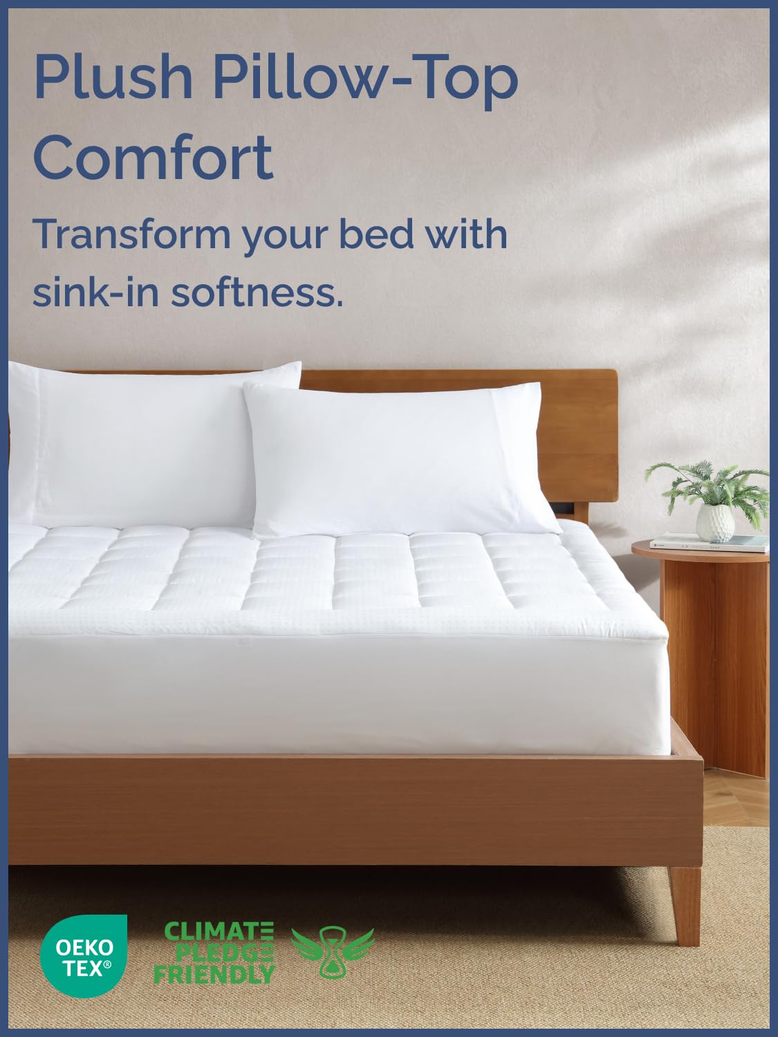 Mattress Pad Queen Size – Quilted Fitted Mattress Protector – Cotton Pillow Top Cover w/ 8-16" Deep Pockets – Thick, Comfy & Plush – Cooling, Breathable & Noiseless – Machine Washable – 60 x 80(White)