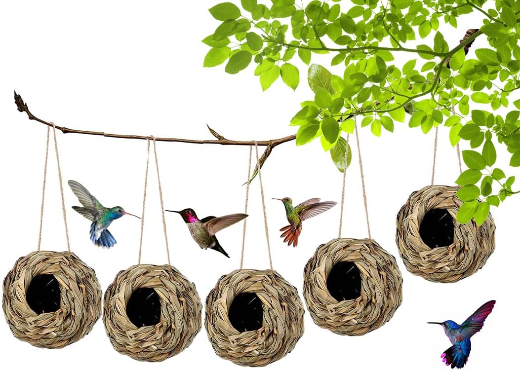 5Pcs Hummingbird Nest House, 2023 New Natural Grass Bird