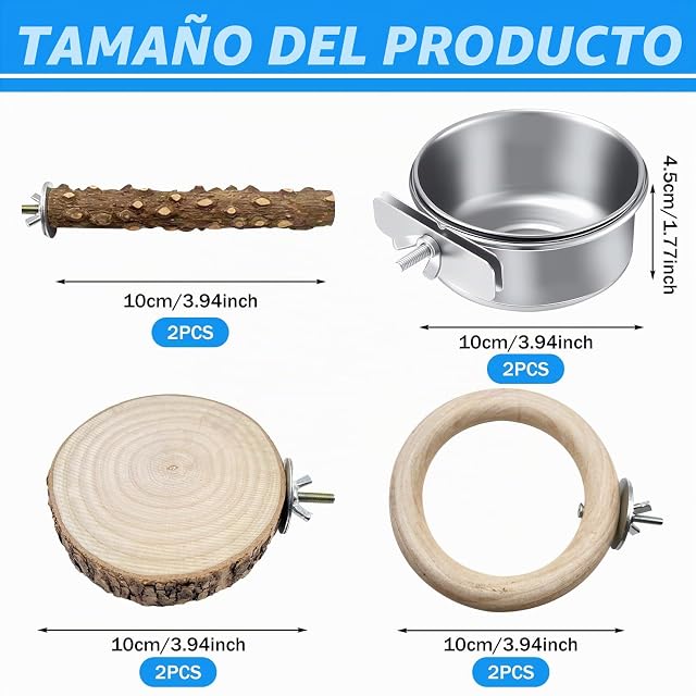 Foto 2 de 7 de Juego de 8 perchas naturales para pájaros