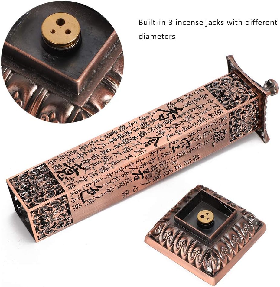 Incense Stick Vintage Metal Vertical Incense Stick Holder Stand withCatcher for Home Decor Birthday Gift