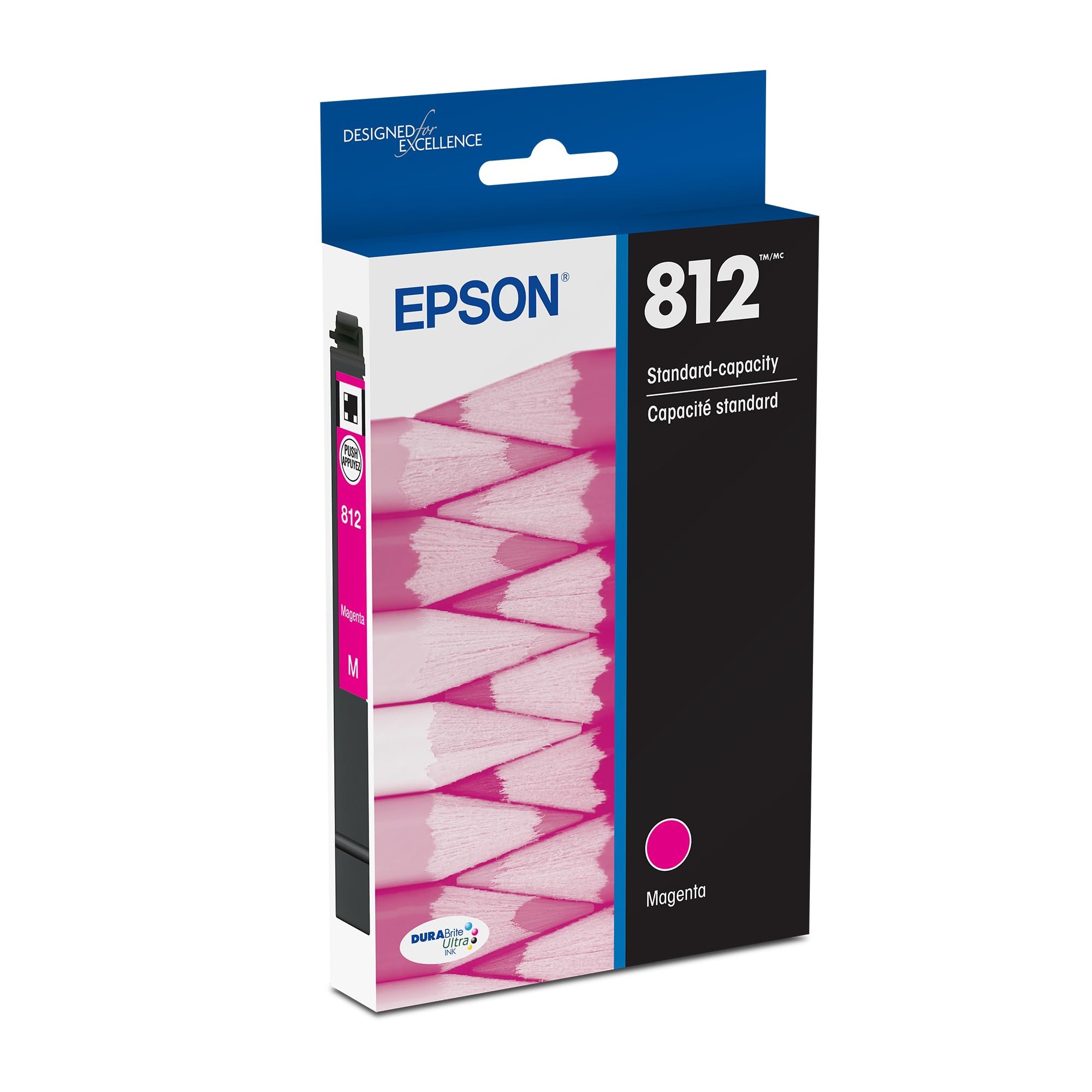 Epson 812 DURABrite Ultra Ink Standard Capacity Magenta Cartridge (T812320-S) Works with Workforce Pro WF-7310, 7820, 7840, EC-C7000