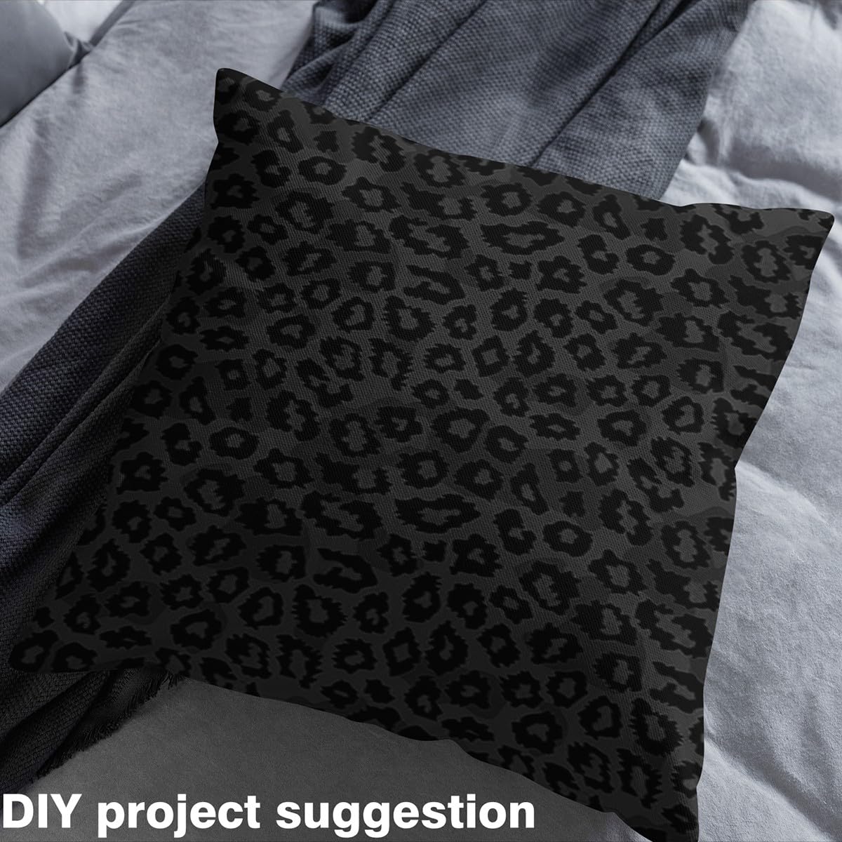 Loussiesd Schwarzer Leopard Drucken Stoff 276x150cm Kinder Geparden Textur Drucken Dekorative Patchwork Stoffe Safari Tier Stoff Meterware für Stühle Stoffpaket (kein echtes Pelz)