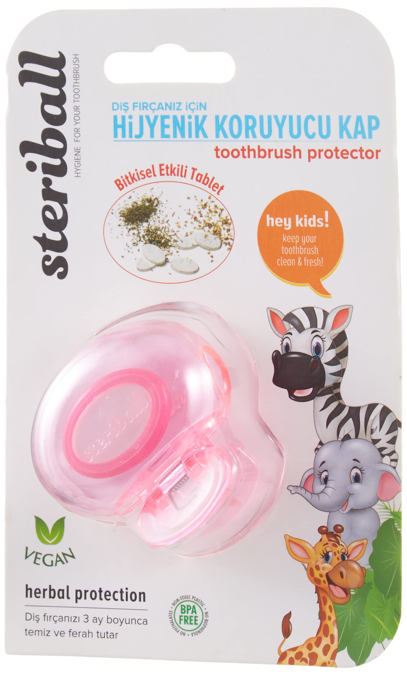 Steriball Diş Fırçası İçin Koruyucu Hijyenik Fil Kids Kap, çok renkli