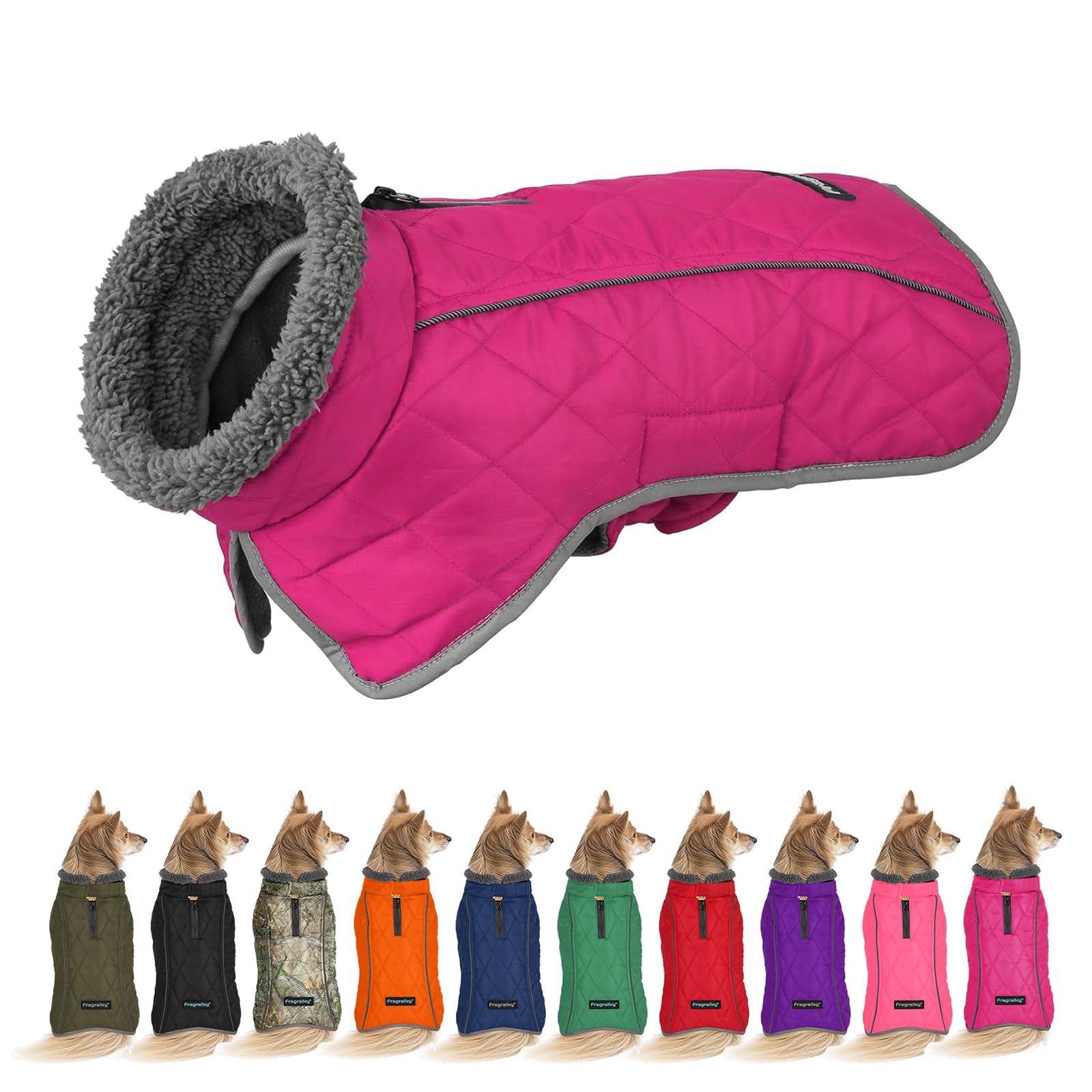 Fragralley Warm Dog Coat Waterproof Dog Jacket with Fleece S