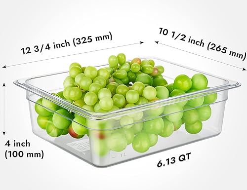 Miniatura 2 de CURTA Paquete de 6 sartenes de alimentos NSF, tamaño medio de 4 pulgadas de profundidad, plástico de policarbonato comercial transparente apto para