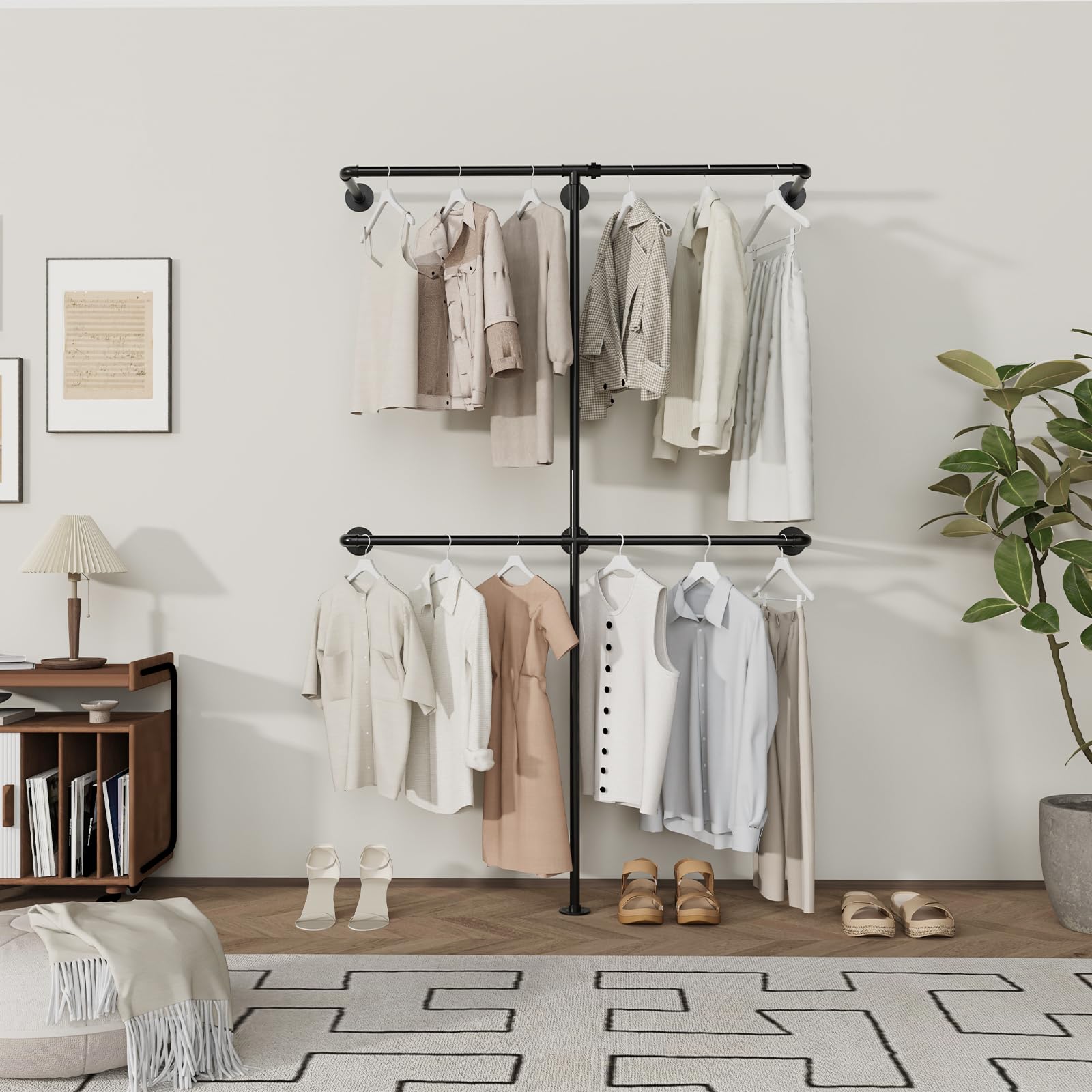 Metal Perchero pie, Armario Abierto Vestidor, perchero pared, clothing rack, barra para colgar ropa, colgadores de ropa, Vestidores Armarios, 120x180cm