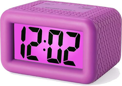 Plumeet Reloj despertador digital para niños con repetición y retroiluminación - Reloj de viaje simple pantalla LCD grande - Reloj despertador