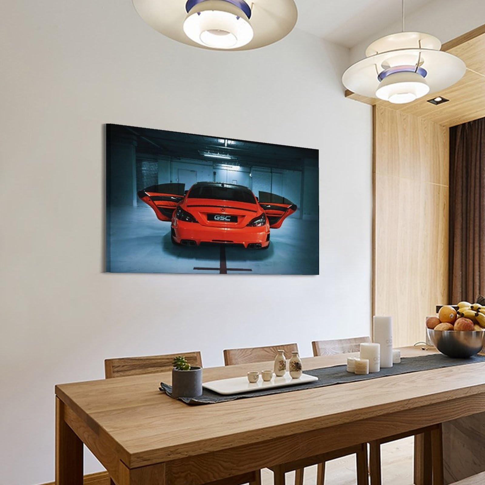 Sportwagen-Poster, CLS 63, industrielle Garage, dynamische Beleuchtung, dekorative Leinwand, Familie, Schlafzimmer, Kunstwerk, Bild, Gemälde, 60 x 90 cm