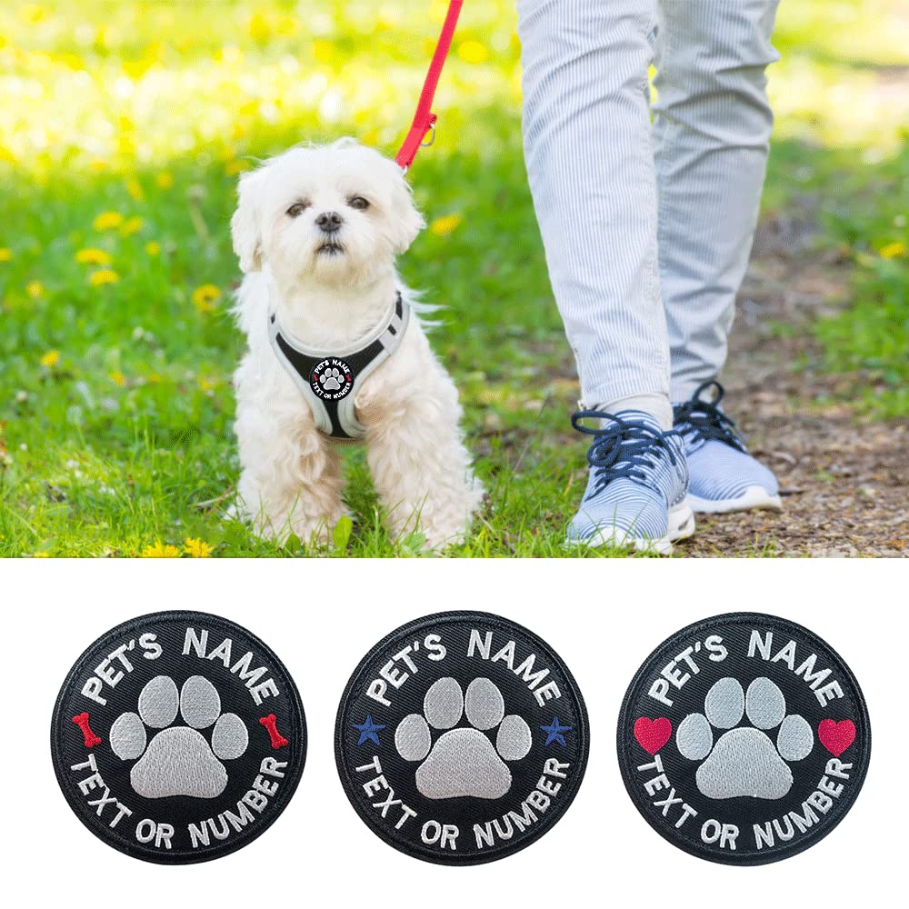 Parches Personalizables Para Arnés De Perro - Texto A Elección, Con Gancho, Tamaño D (2x6 Pulgadas), Pack De 2