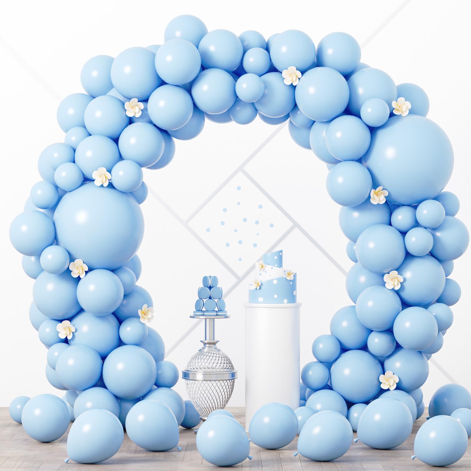 Voircoloria 90pcs Light Blue Balloons Garland Arch Kit, 18 12 10 5 Inch