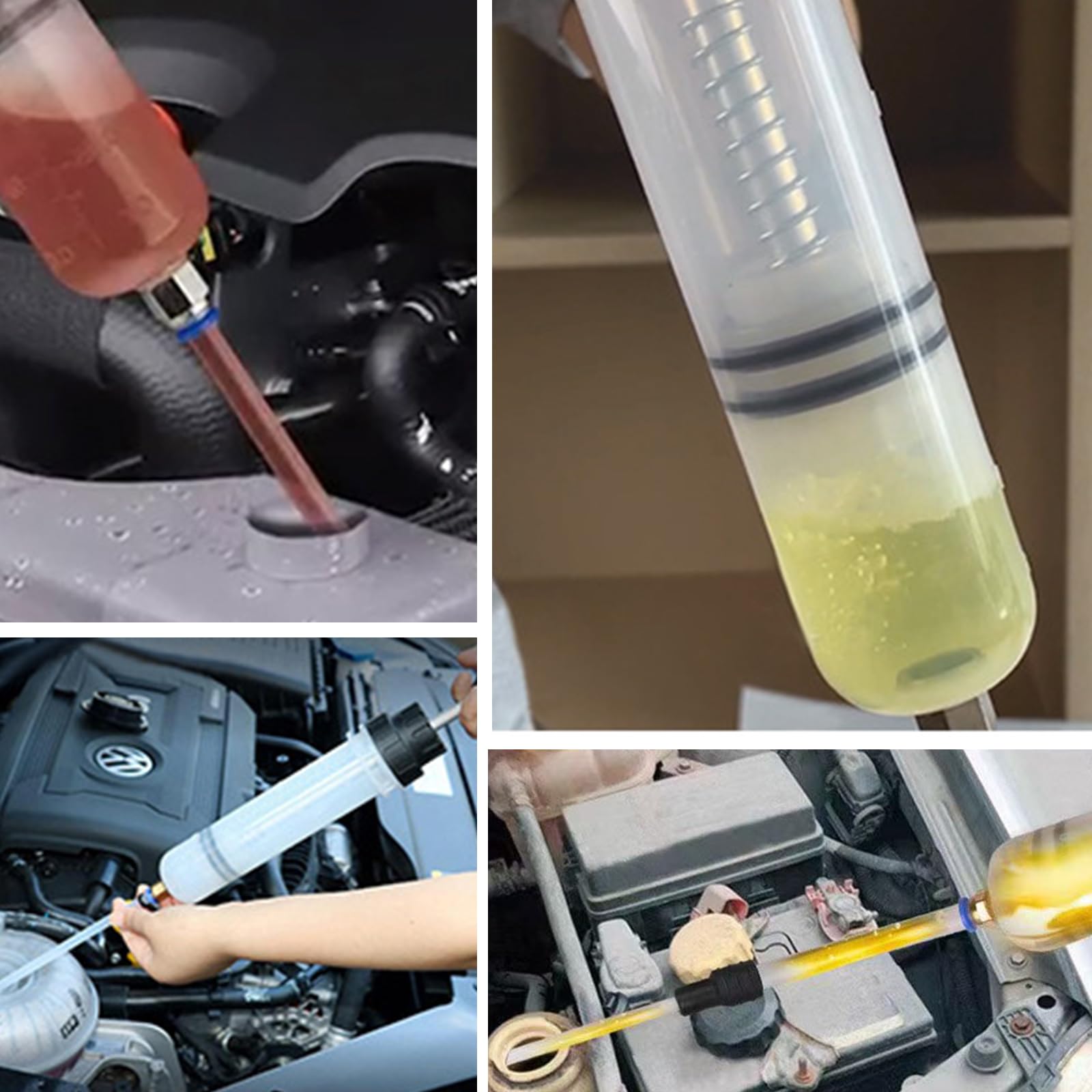 Pompe à Huile Manuelle 500ml + 200ml, Pompe d'extraction et de Remplissage pour Huile Moteur, Liquide de Refroidissement et Huile avec tuyaux Transparents et Tube d'extension de 60 cm
