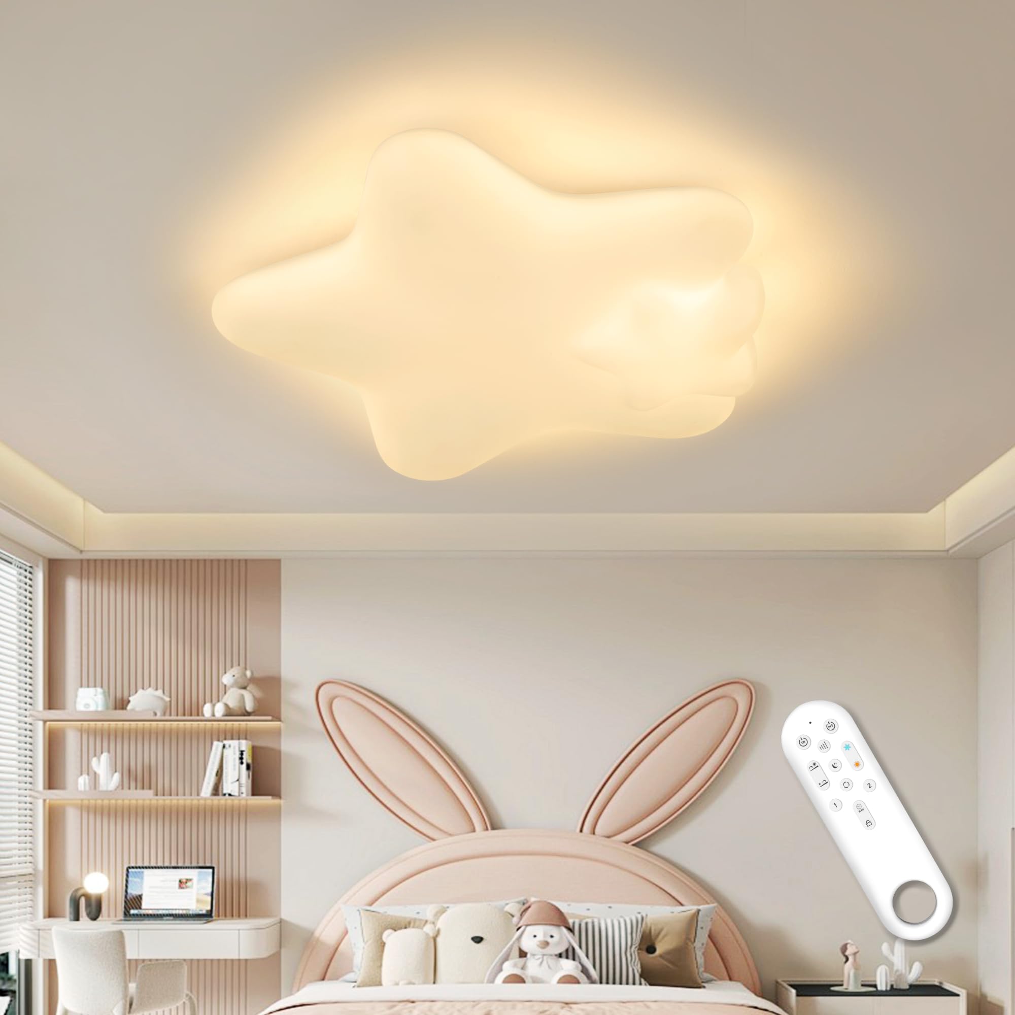 Lampadario Cameretta Bambini 48CM, Lampadario LED Dimmerabile | Plafoniera LED Soffitto Dimmerabile 3000K-6000K per Camera da Letto,Soggiorno,Salone,Camera dei Bambini,50W con Telecomando