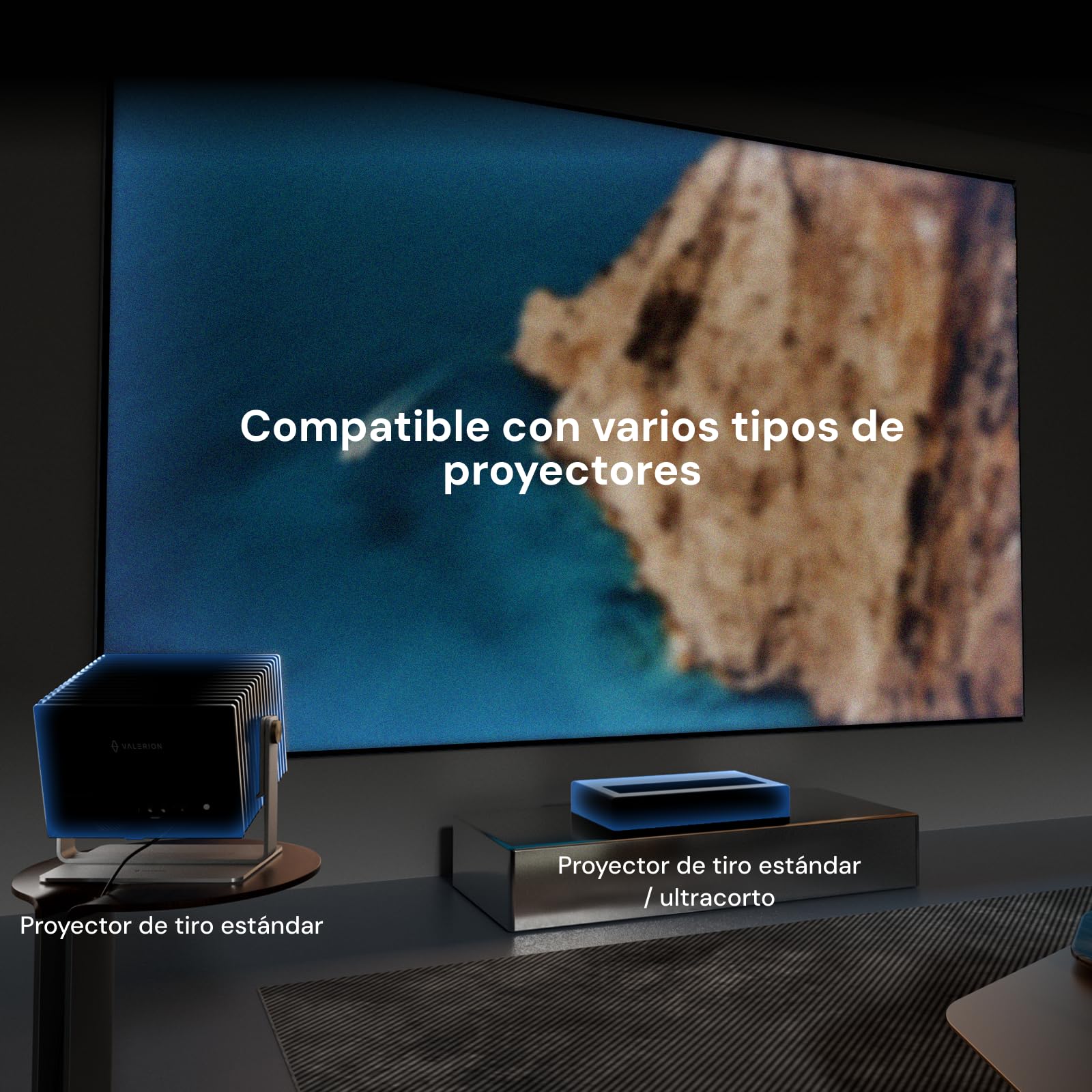 Valerion Pantalla de proyector de Marco Fijo de 120 Pulgadas, Ganancia de 1.3 dB, Mejora de la Calidad de Imagen del 80%, 4K/8K Ultra HD, Compatible con 3D, Funciona con proyectores de Largo Alcance