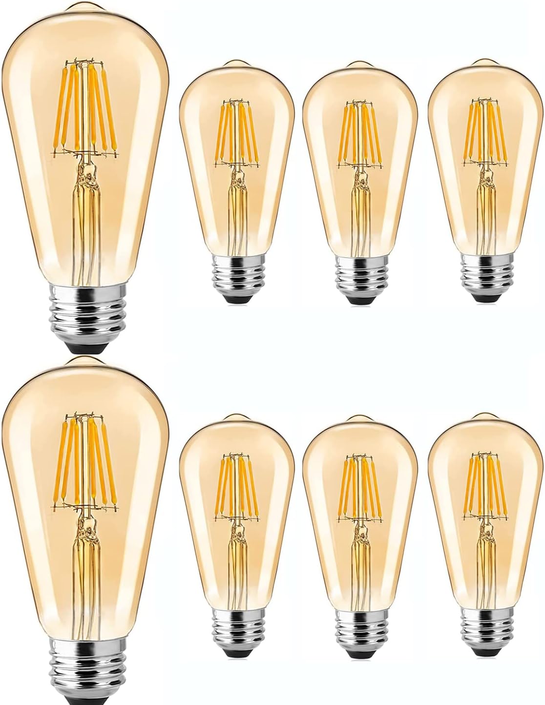 Gesto 4W E27 E26 Base Edison Bulb | 15000 Light Hours | Hanging LED Warm White 2700K Antique Vintage Filament Bulbs (Pack of 8)