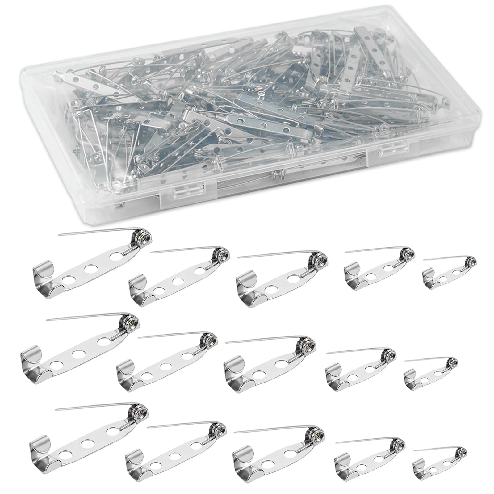 100 Pcs Brooch Pins, Pin Backs, Pin Badge Backs, Silver Bar Pin, Silver Badge Pins, BackS Clasp Back Clasp with Back Bar Fastener for Corsages for Corsages, Name, Tags, Jewelry Making, DIY Crafts