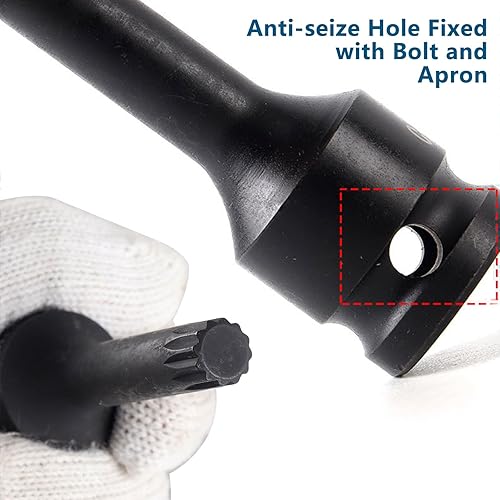 Miniatura 4 de Juego de 10 piezas de 38 pulgadas M5 M6 M7 M8 M10 M12 M14 M16 M17 M18 Torx Star Driver Bit Set Drive Torx Bit Socket Set con estuche, Cr-Mo