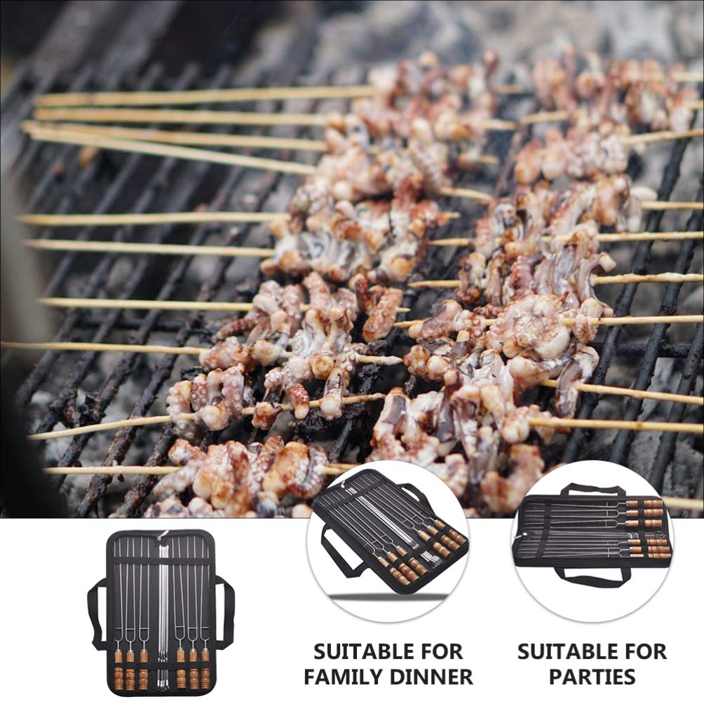 Marshmallow Vegetariani Spiedini a Doppia Punta Barbecue Barbecue in Acciaio Inossidabile Shish Kabob Spiedini Bastoncini for Fuoco da Campo Braciere e Salsiccia Barbecue 10 Pezzi Accessori for Fondut