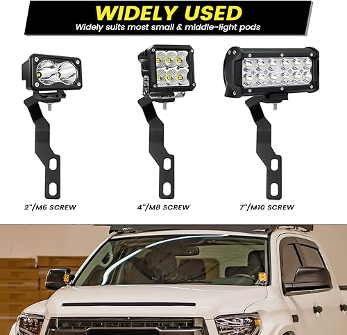 Miniatura 3 de Soportes de montaje de luz de zanja de bisagra de capó para Toyota Tacoma 2016-2021 3 generación Auxiliar Offroad Pod luz de trabajo, kit de