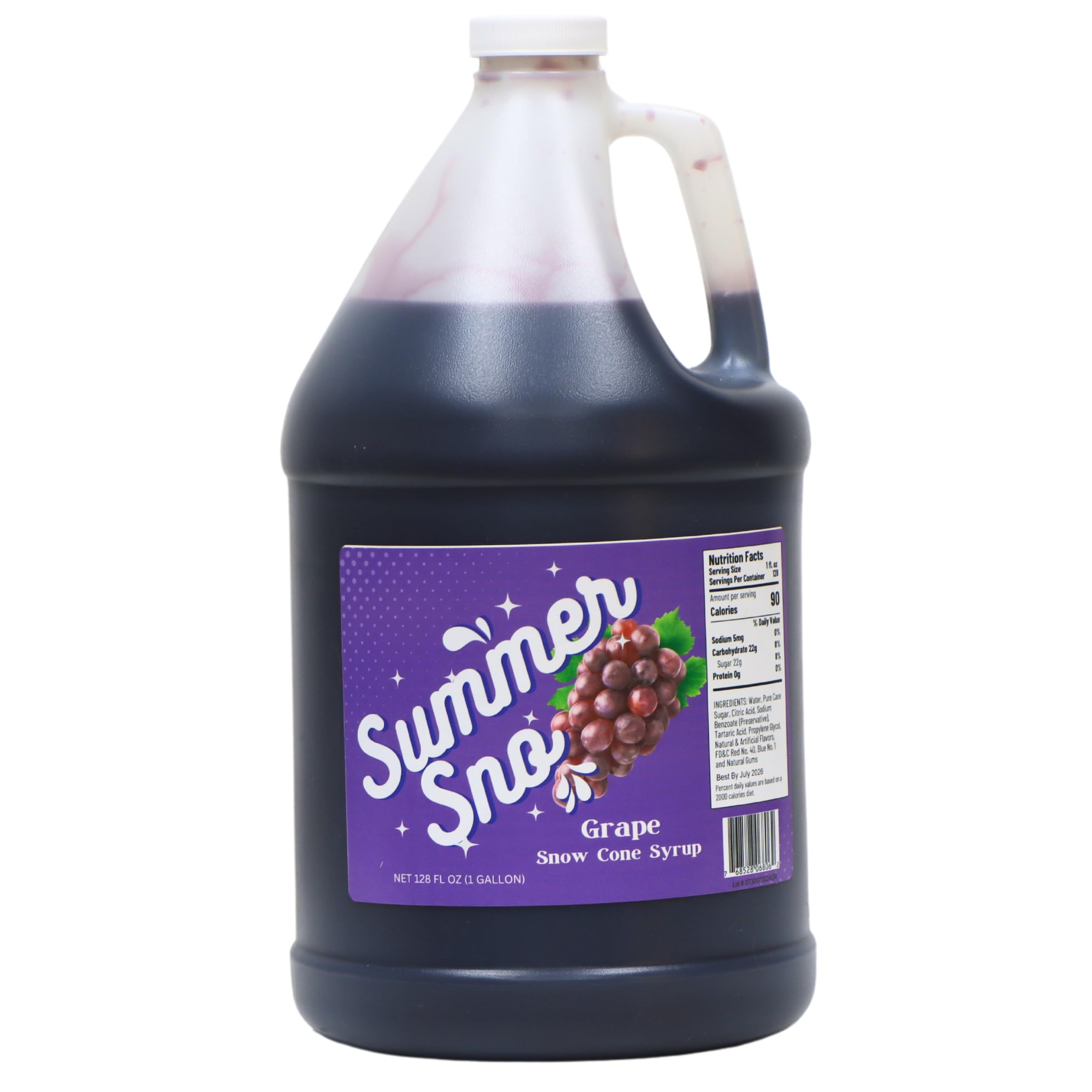 Summer Sno Snow Cone Syrup - Shaved Ice Syrup - Gallon - Made with Real Sugar (Gallon, Grape)