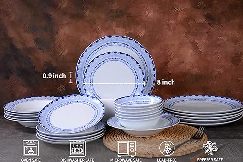 Miniatura 3 de Braque Juego de 6 platos de cerámica para almuerzo, juego de platos de 8 pulgadas, para postre, ensalada, aperitivo, plato pequeño apto para