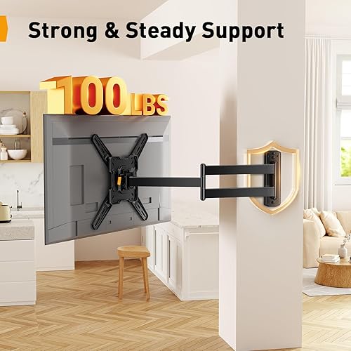 Miniatura 3 de Perlegear Soporte de pared para TV de brazo largo para televisores de 26 a 65 pulgadas de hasta 100 libras, soporte de montaje de TV de esquina con
