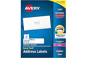 Avery Labels 5161: 1" x 4" White Printable Address Labels