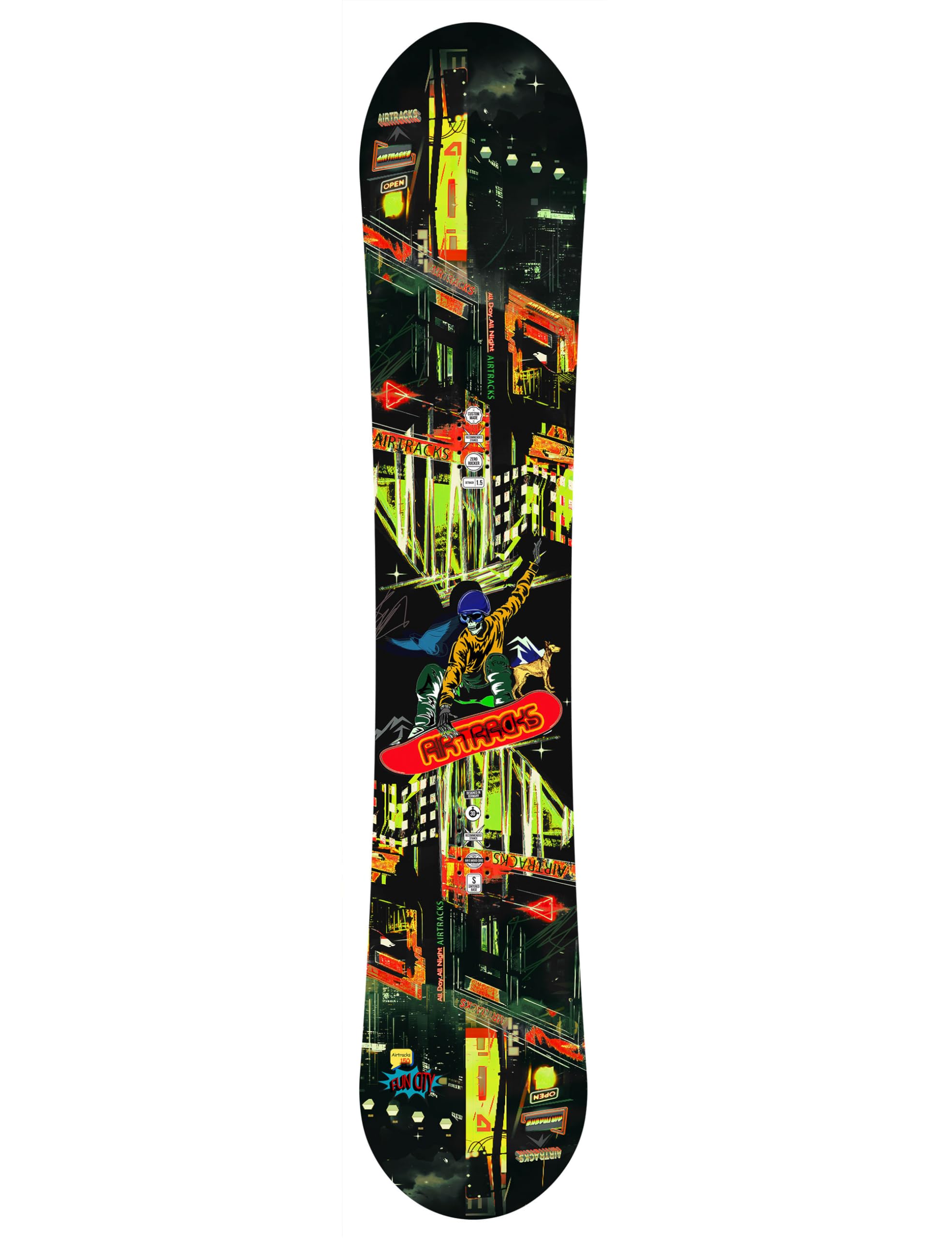 Airtracks Snowboard Set - Fun City Carbon Wide Hybrid Rocker + Bindung Master Fastec + Snowboard Bag 150 155 160 cm