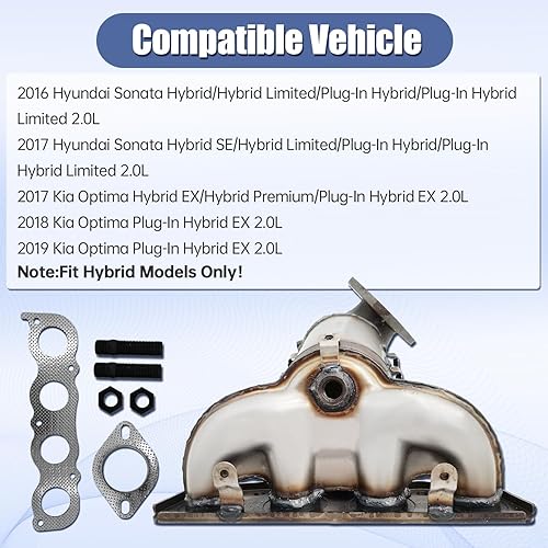 Miniatura 4 de 28510-2EAA0 Convertidor catalítico frontal compatible con Hyundai Sonata Hybrid 2016-2017 Kia Optima Hybrid 2017-2019 2.0L L4 (solo modelos híbridos)