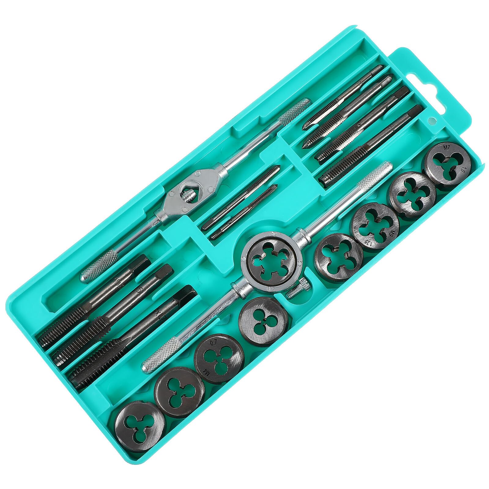 20 Piezas Machos y Terrajas Manuales de Herramienta para Roscar Métrica Acero para Corte Preciso de Roscas Internas y Externas con Llave Ergonómica para Mecánicos