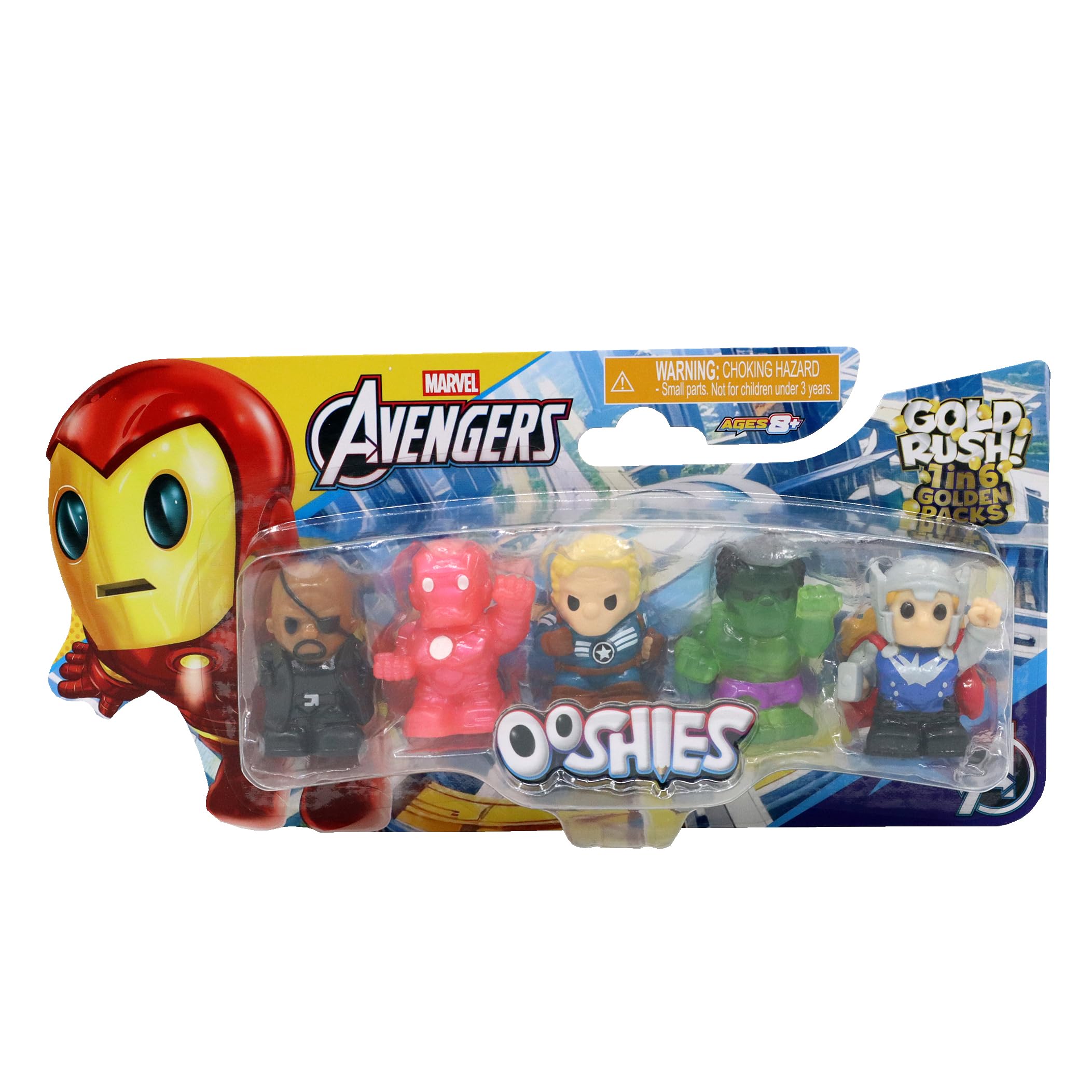 Ooshies Marvel Collectibles 5 Pack Pencil Toppers – Chance of Rare Limited Edition Gold Collector Pack – Superhero Mini Figures for Kids Ages 5+, School Accessories, Party Bag Fillers & Gifts