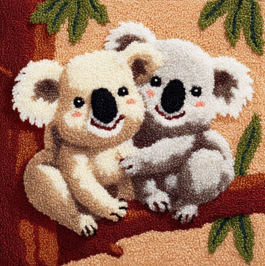 WallustrioaW Latch Hook Kit 17x17in,Two Koalas