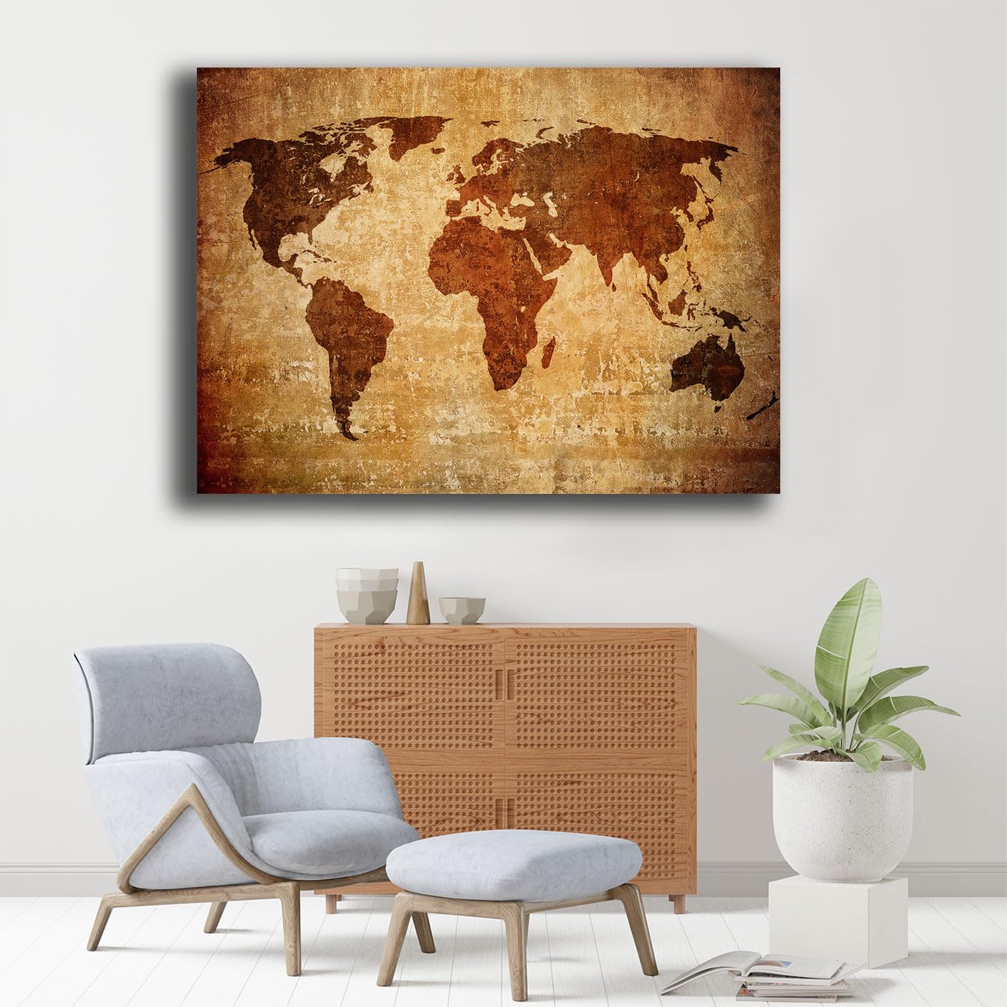 Printerland Quadro Moderno MAPPAMONDO Mappa Mondo Astratto Quadri moderni soggiorno da Parete XXL grande Stampa su tela Canvas Decorazione Murale muro Arredo Salone (6, 70x100 cm, Canvas intelaiato)