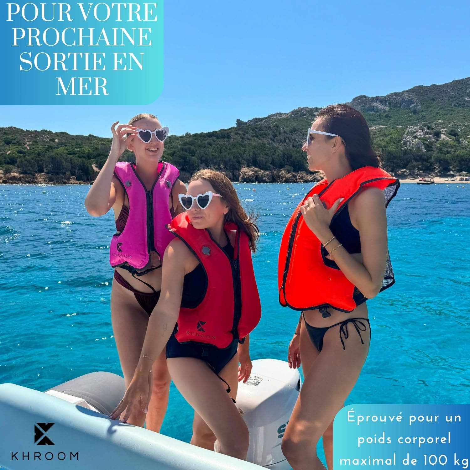 Khroom Gilet Gonflable Conforme aux Normes EU | 150-210 cm, jusqu'à 100 kg | Gilet de flottaison pour Adultes/Ados | Aide à la flottabilité pour plongée en apnée, Le Kayak et Le Sup