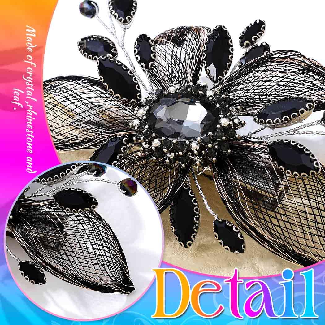 CASDRE Rhinestone Bridal Hair Barrette Black Leaf Bride Wedding Hair Clips Crystal Hair Accessories for Women and Girls - Image 5