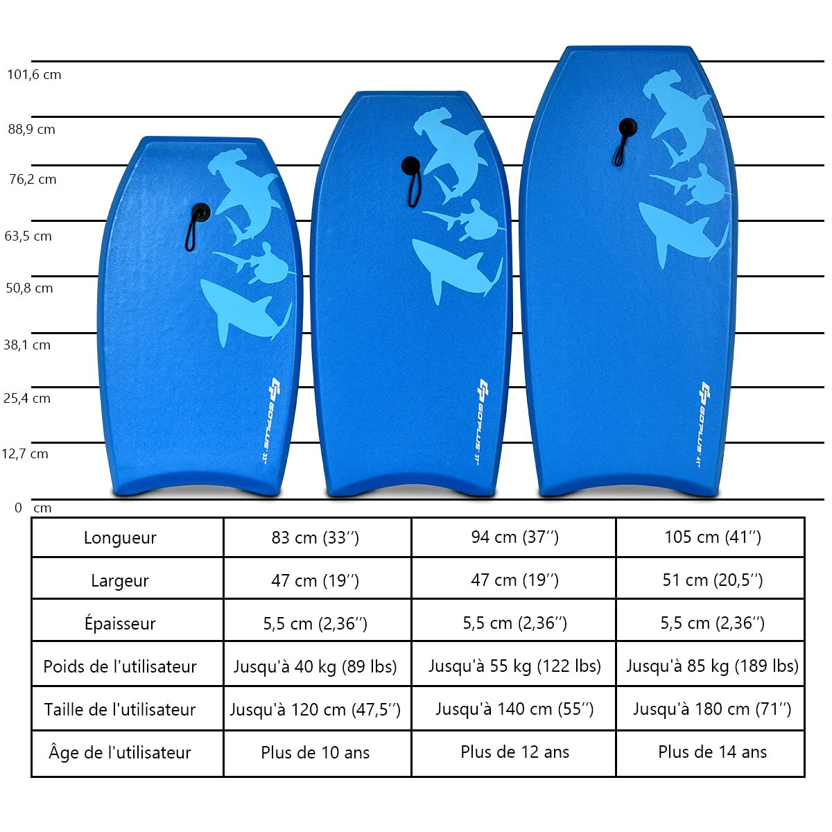 GOPLUS 33"/37"/41" Bodyboard,Planche à Vagues Bodyboard 105cm,Bodyboard avec Motif Coloré,Bodyboard Léger et Résistant,Planche Idéale pour Surfer Les Vagues,Laisse de Poignet