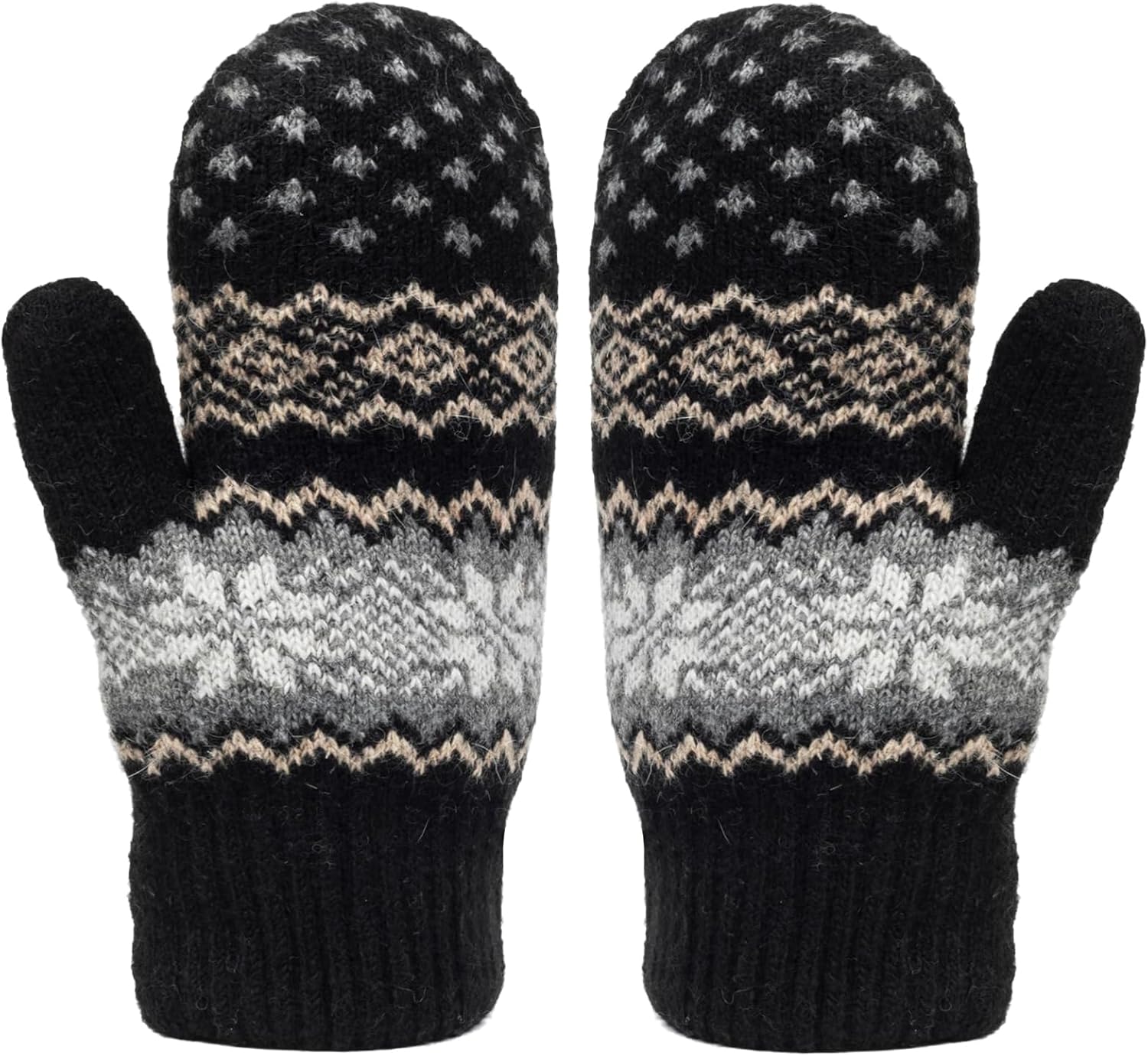 Winter Warm Mittens for Women Men Snowflake Mittens Soft Fleece Wool Gloves for Cold Weather - Image 4