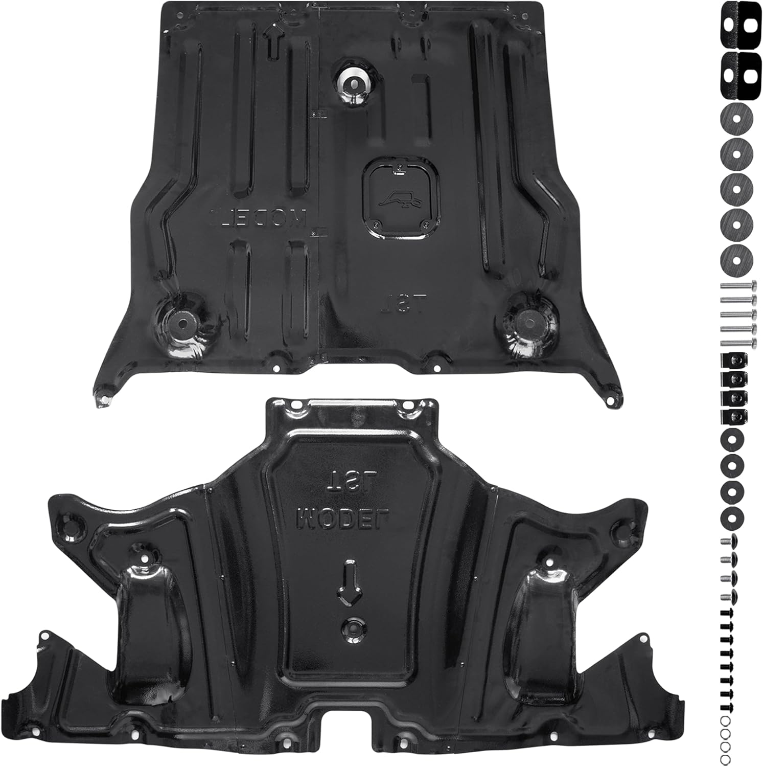 Skid Plate for Tesla Model 3 / Model Y, Front Rear Skid Plate Set Under Engine Guard Cover Splash Shield Cover for Tesla Model 3 2017-2024 / Model Y 2020-2024 Accessories - 2PCS