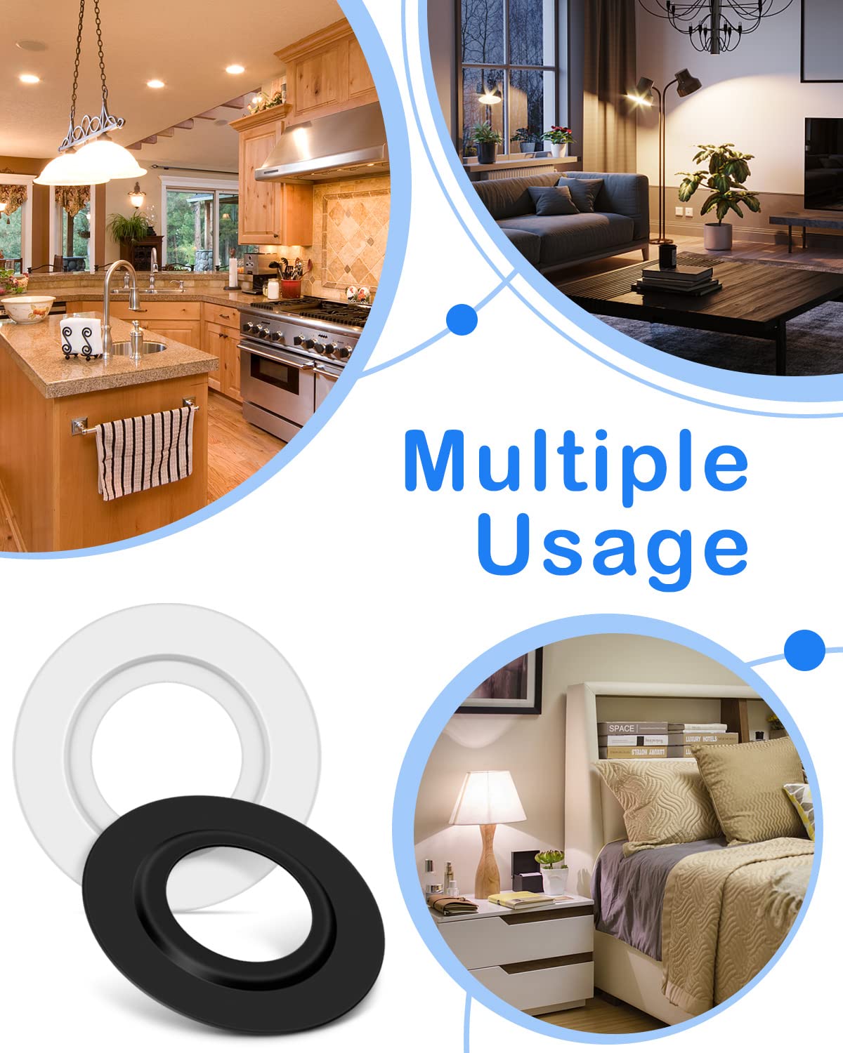 Navaris Set 2x Paralume Lampada Tessuto Bianco Interno Dorato - Para - Foto 8