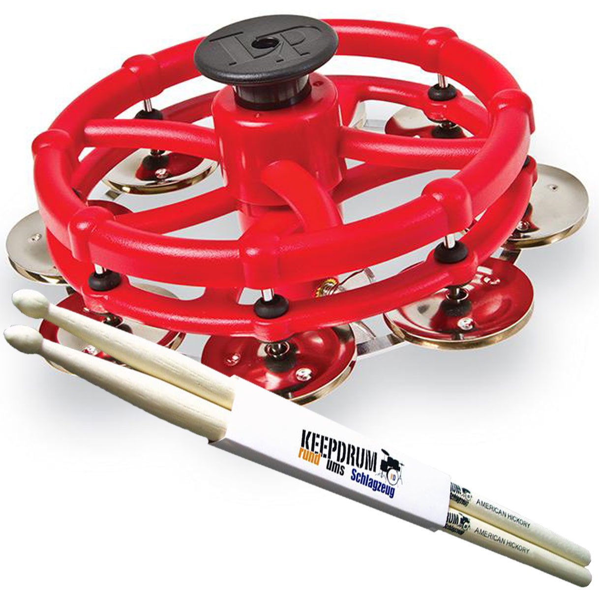 LP Latin Percussion LP 193 Click Hi-Hat Tambourin Schellenkranz + keepdrum Drumsticks 1 Paar