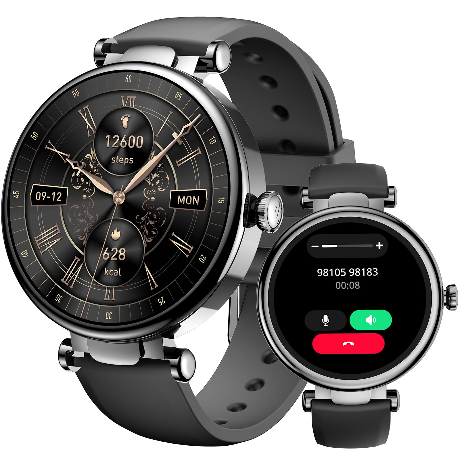 TOZO S8 Reloj Inteligente Hombre Mujer con 1.32" AMOLED Pantalla Resolución 466x466 PPI Smartwatch con Bluetooth Llamada y Mensaje Múltiple Función de Salud y Vida 100+ Modos Deportivos Negro | SpO₂, estrés y sueño,100+ deportes, pantalla 466x466, IP68, batería 10 días, carga inalámbrica, alertas llamadas, iOS/Android