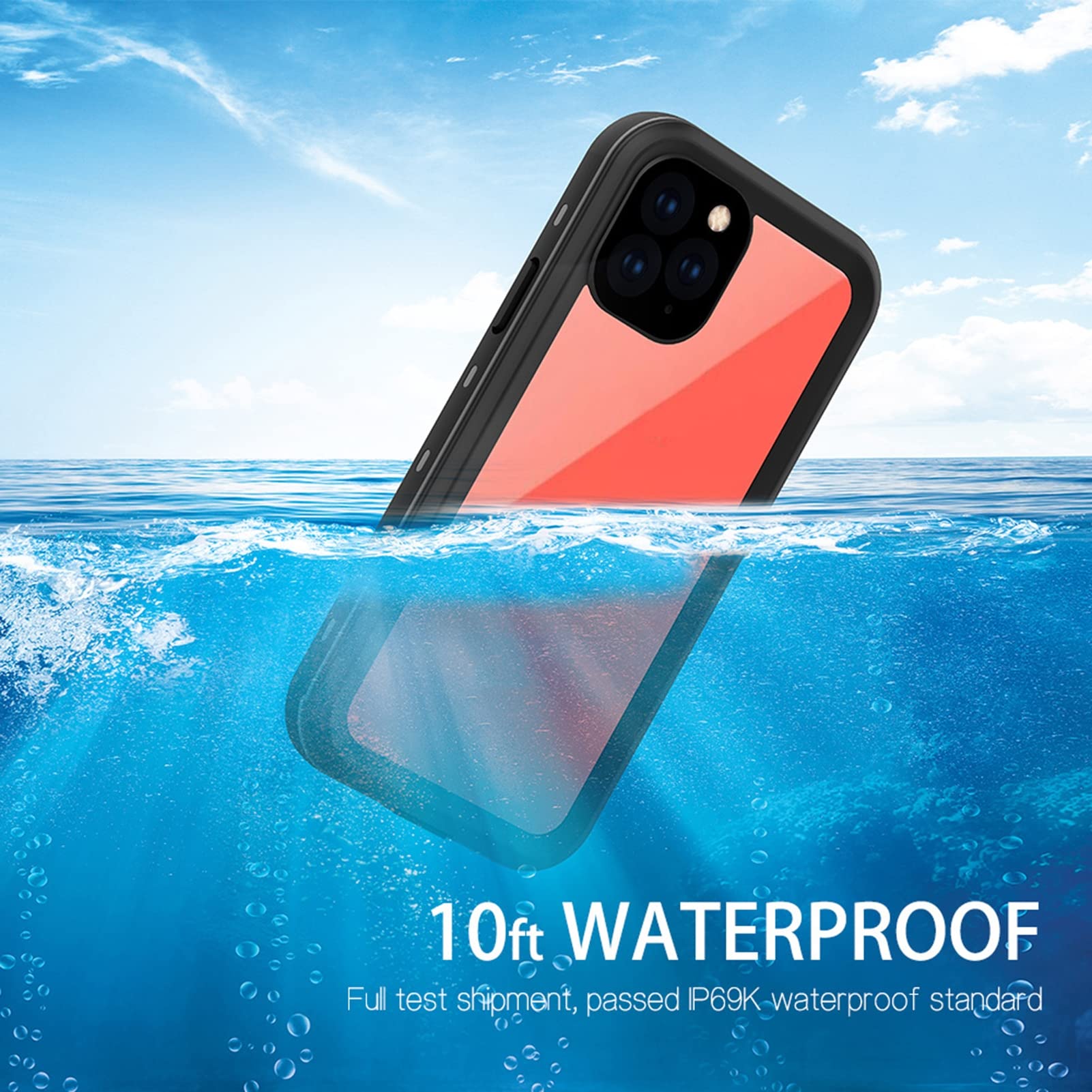 Etui na telefon komórkowy iPhone 14 Pro Max / 14 Plus/14 Pro / 14, etui do nurkowania, wodoszczelne etui ochronne na ekran, ultra cienkie, obsługuje bezprzewodowe ładowanie, czarne, 14 na 6,1"